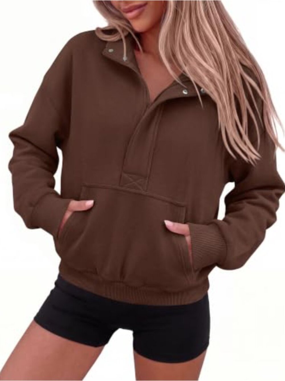 PRETTYGARDEN Women's Cropped Quarter Zip Sweatshirt Fleece Lined Pullover
